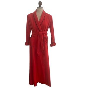 Vintage 80’s Harrods pure new wool red long maxi robe bathrobe women’s size XS